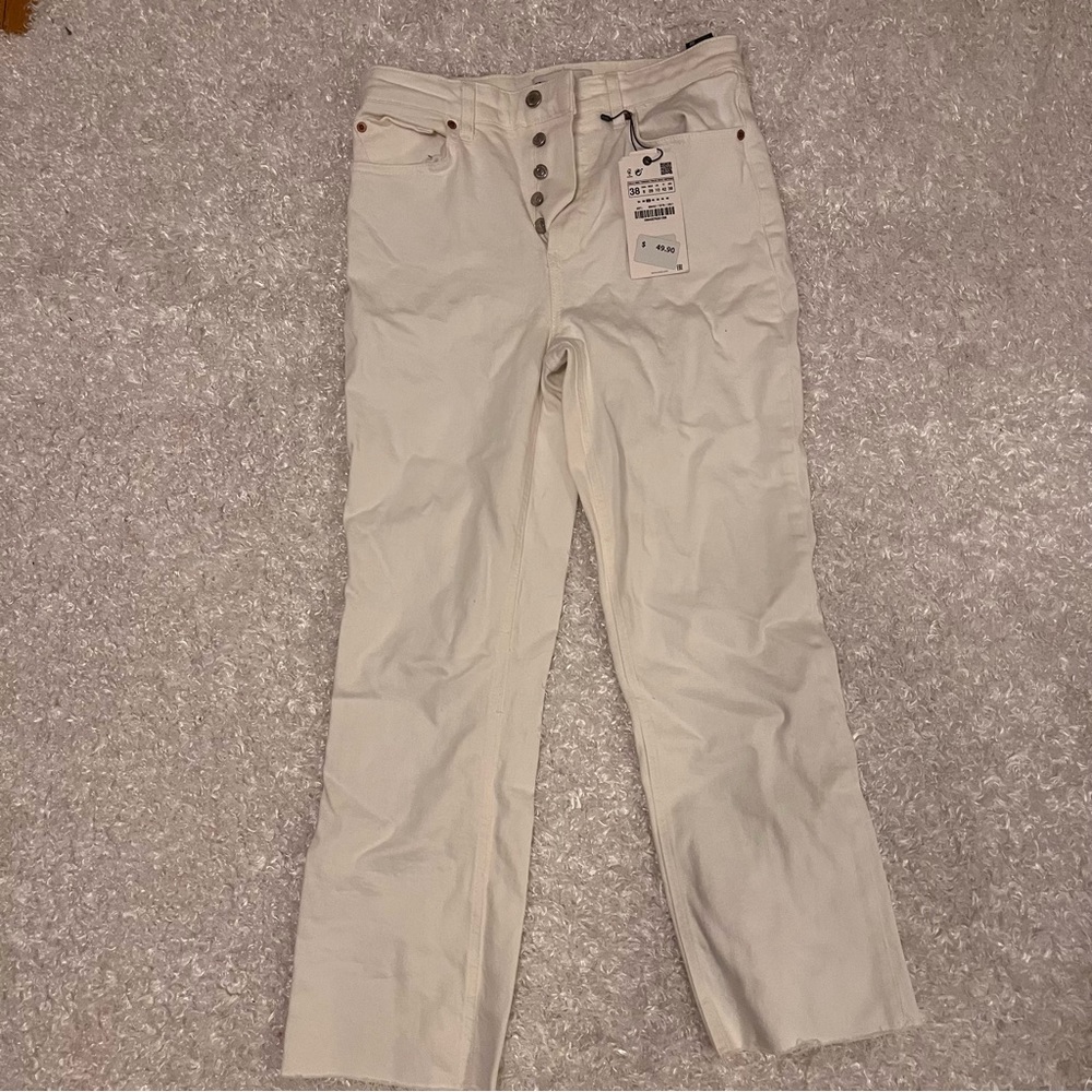 white zara straight leg jeans